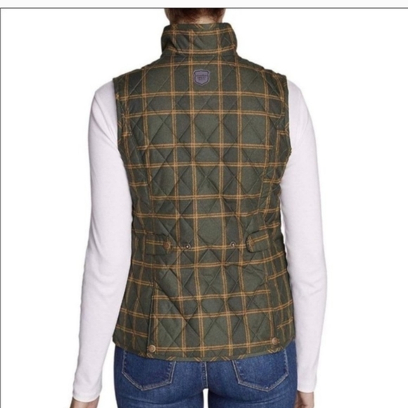Like new Eddie Bauer Quilted vest, Hunter Green with Gold Plaid. Sz XL. Worn 1x - Picture 4 of 6